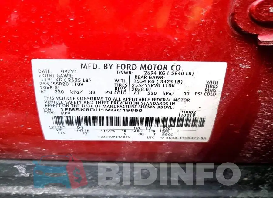 1FMSK8DH1MGC19690 Photo# 13