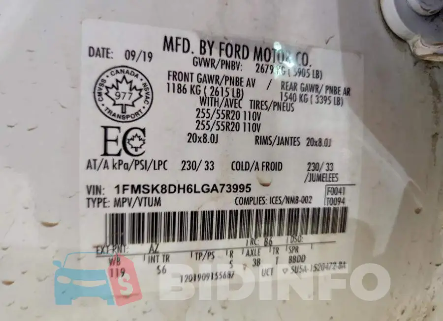 1FMSK8DH6LGA73995 Photo# 13