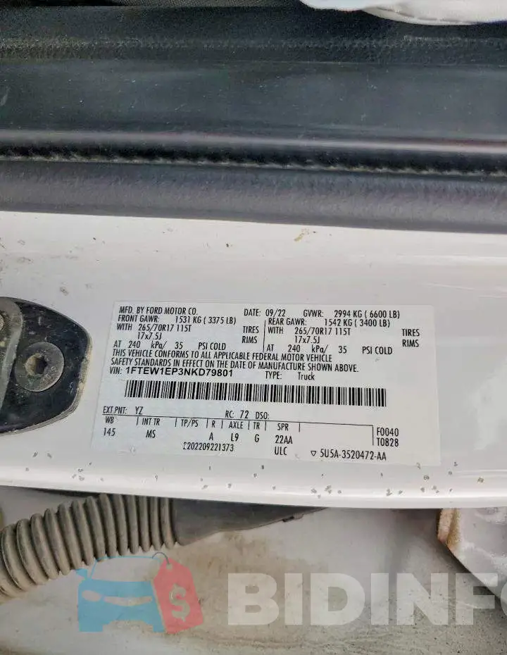 1FTEW1EP3NKD79801 Photo# 12