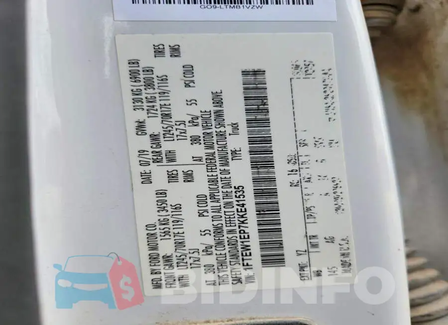 1FTEW1EP7KKE41535 Photo# 12