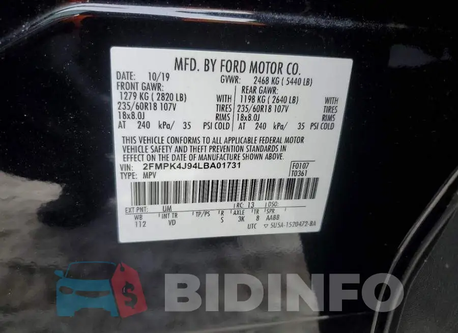 2FMPK4J94LBA01731 Photo# 13