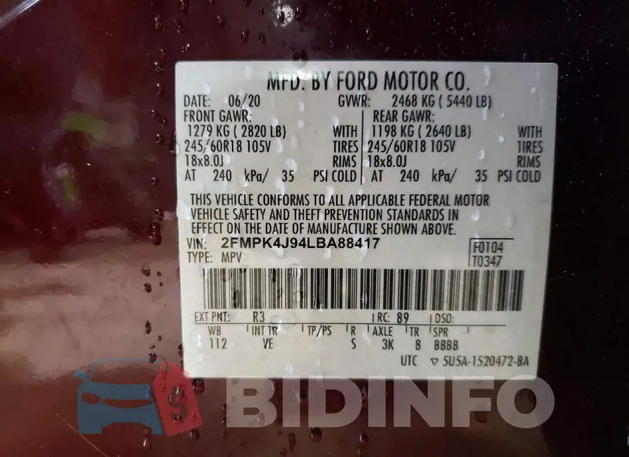 2FMPK4J94LBA88417 Photo# 13
