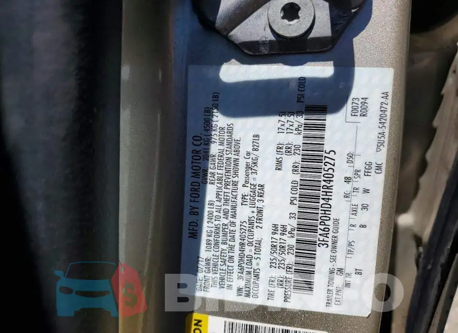 3FA6P0HD4HR405275 Photo# 12