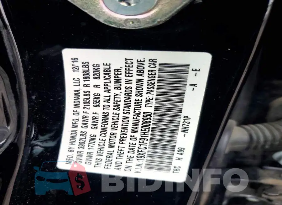 19XFC1F91HE008950 Photo# 12