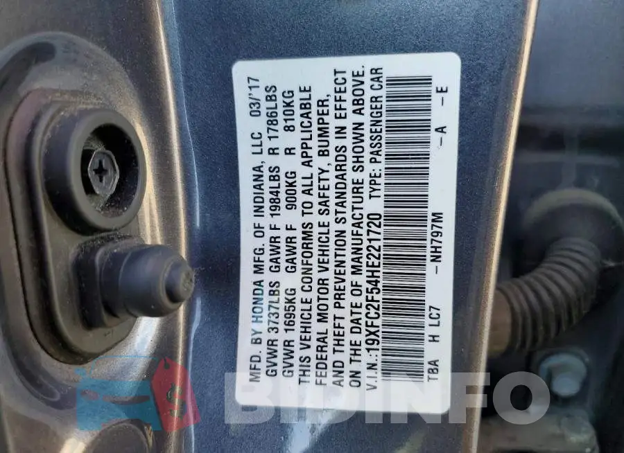 19XFC2F54HE221720 Photo# 12