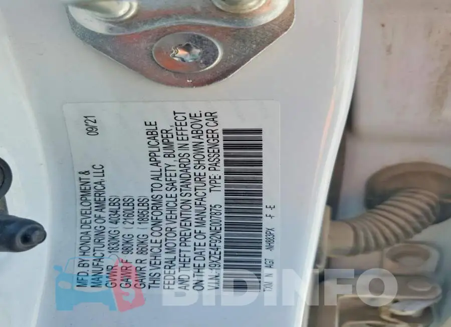 19XZE4F92NE007875 Photo# 12