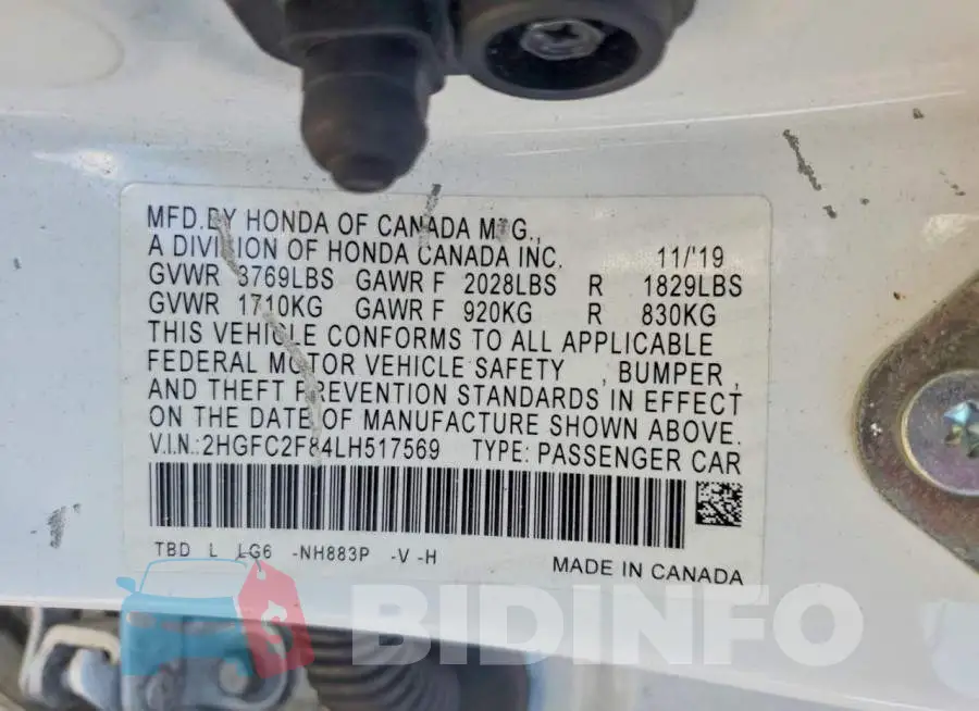 2HGFC2F84LH517569 Photo# 12