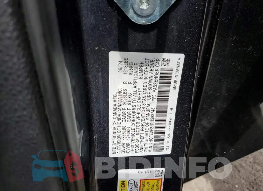 2HGFE2F21RH593748 Photo# 12