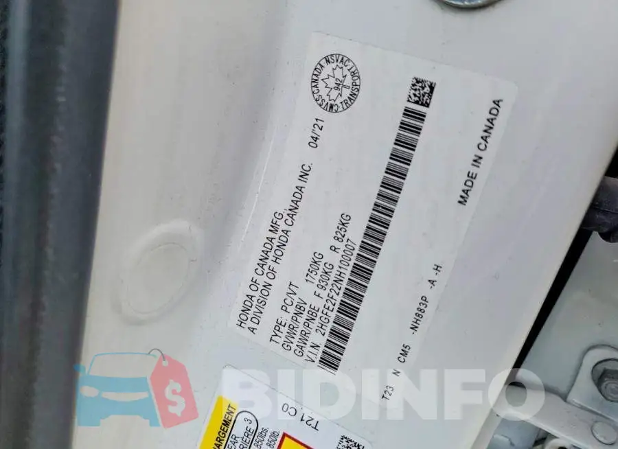 2HGFE2F22NH100007 Photo# 12