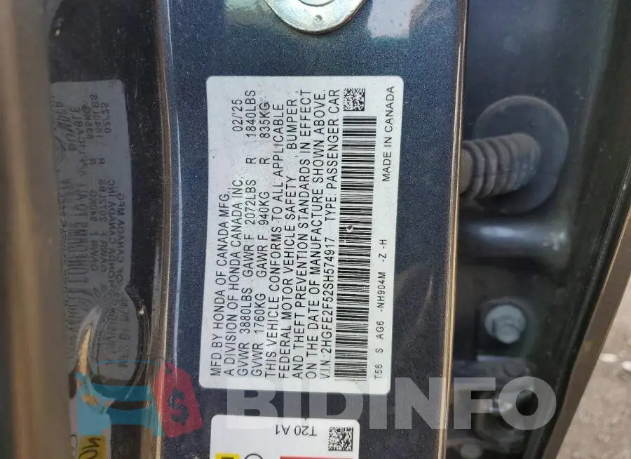 2HGFE2F52SH574917 Photo# 12