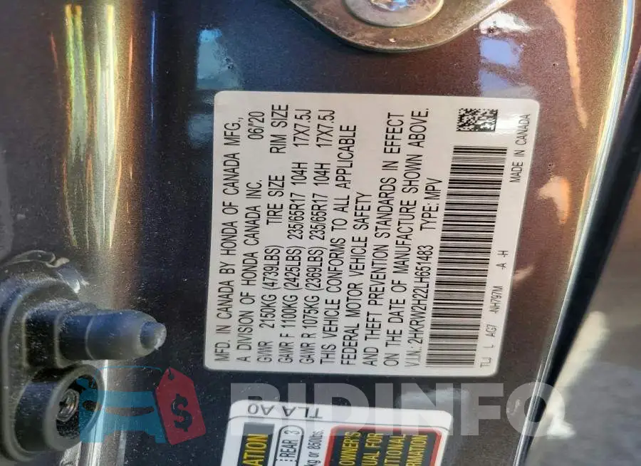 2HKRW2H22LH651483 Photo# 14
