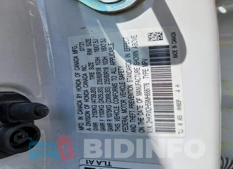 2HKRW2H59MH668776 Photo# 13