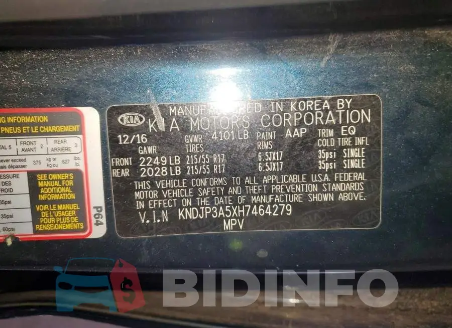 KNDJP3A5XH7464279 Photo# 12