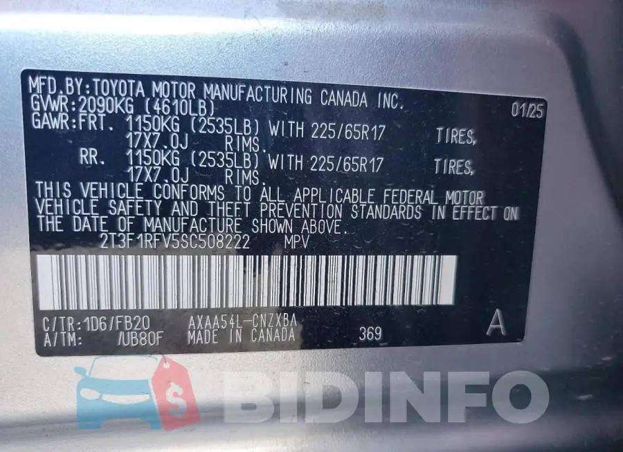 2T3F1RFV5SC508222 Photo# 14