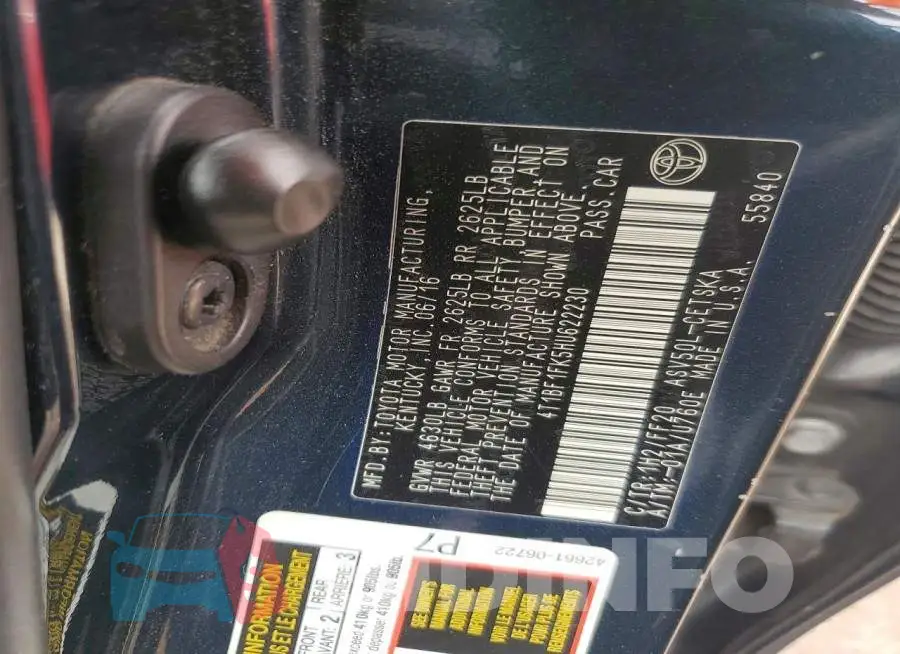 4T1BF1FK5HU622230 Photo# 12