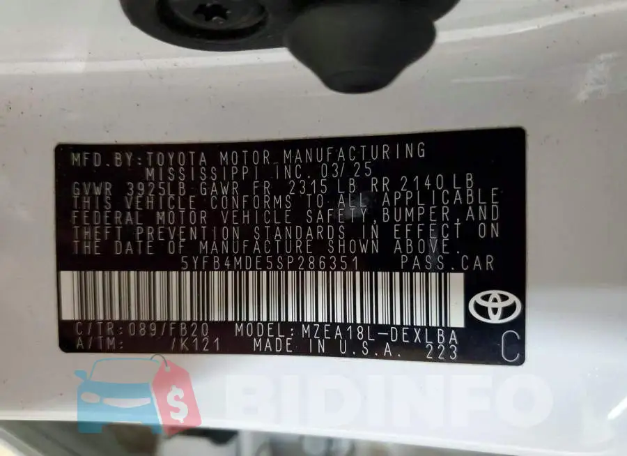 5YFB4MDE5SP286351 Photo# 13