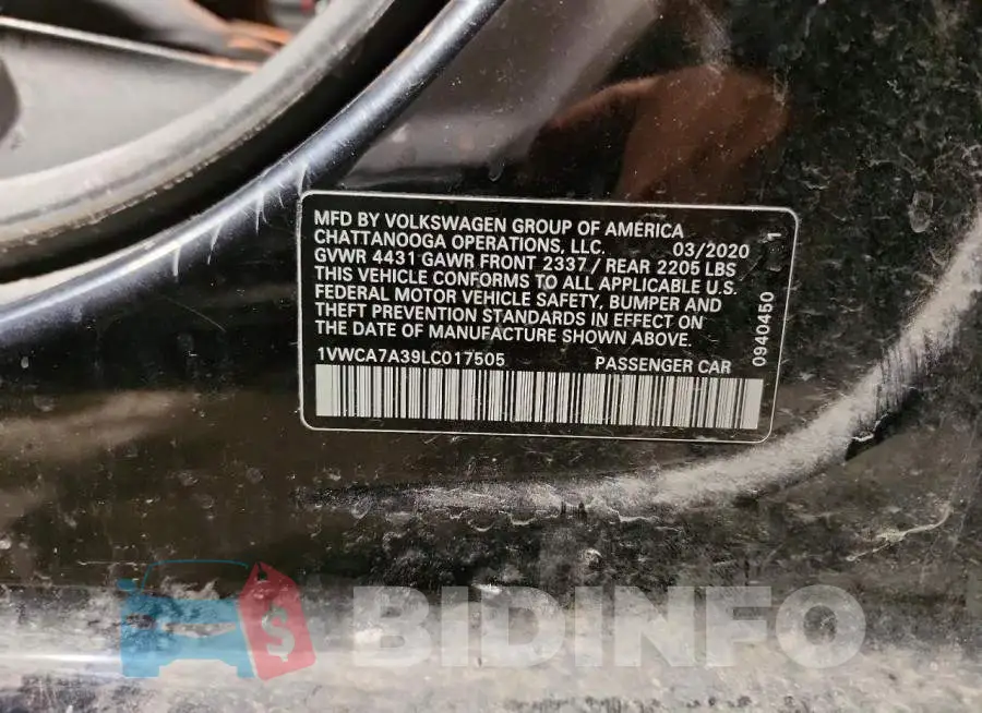 1VWCA7A39LC017505 Photo# 12