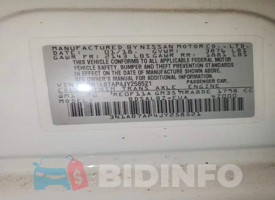 3N1AB7AP4JY258521 Photo# 12