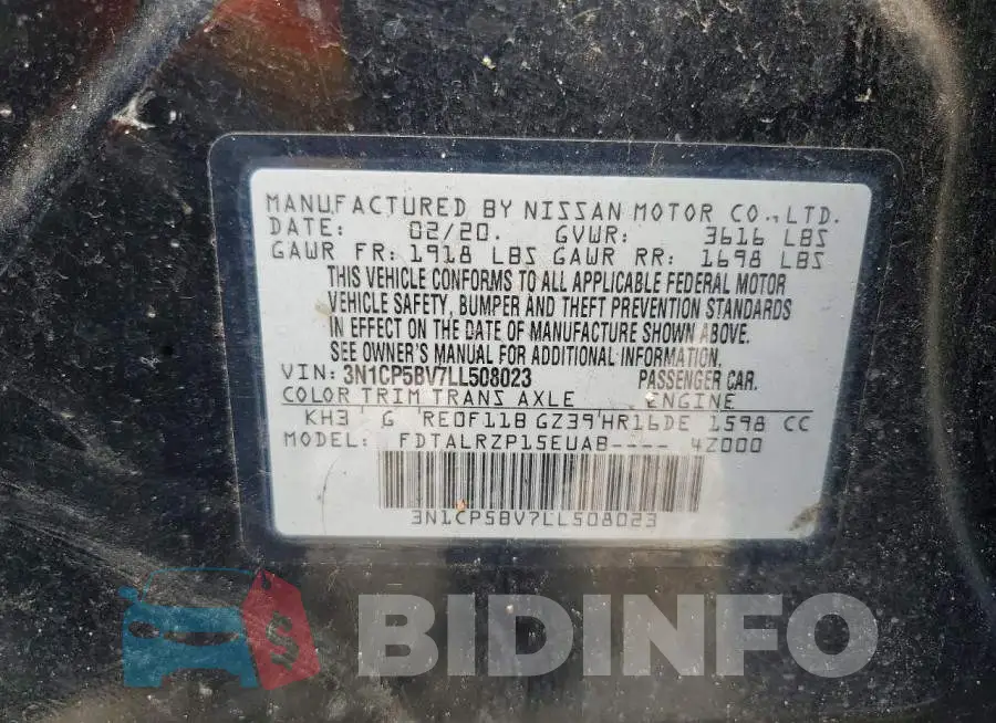 3N1CP5BV7LL508023 Photo# 13