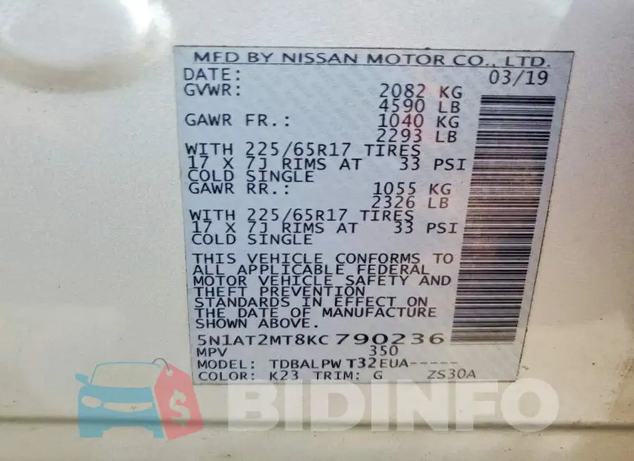 5N1AT2MT8KC790236 Photo# 14