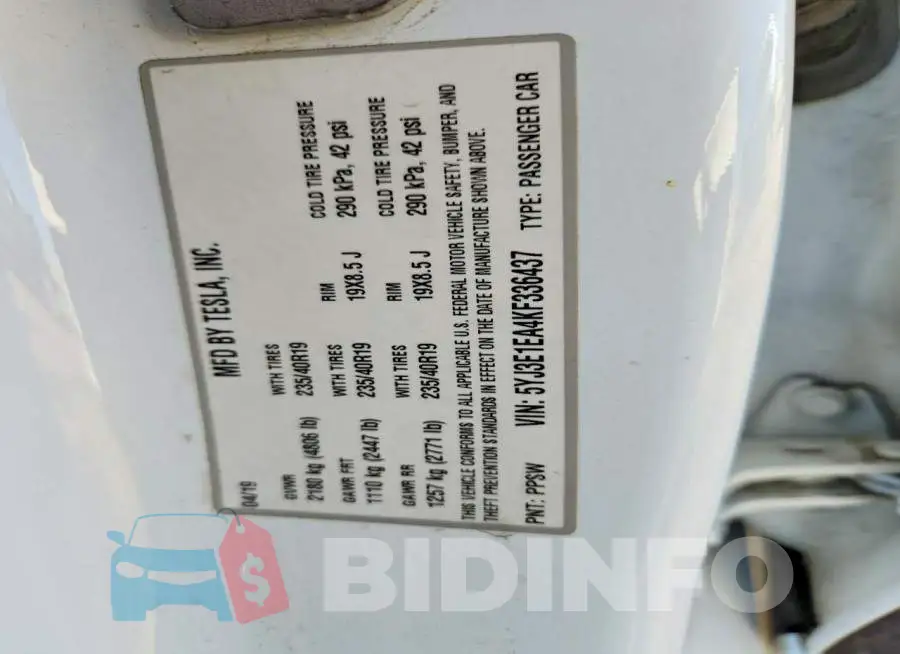 5YJ3E1EA4KF336437 Photo# 12