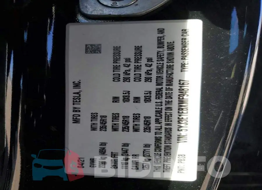 5YJ3E1EBXMF948167 Photo# 12