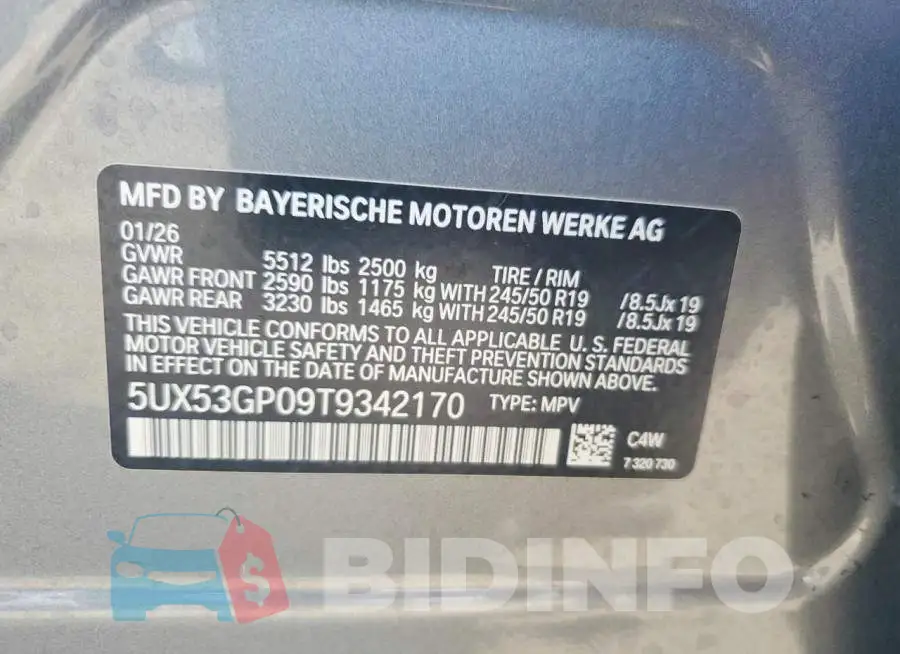5UX53GP09T9342170 Photo# 13