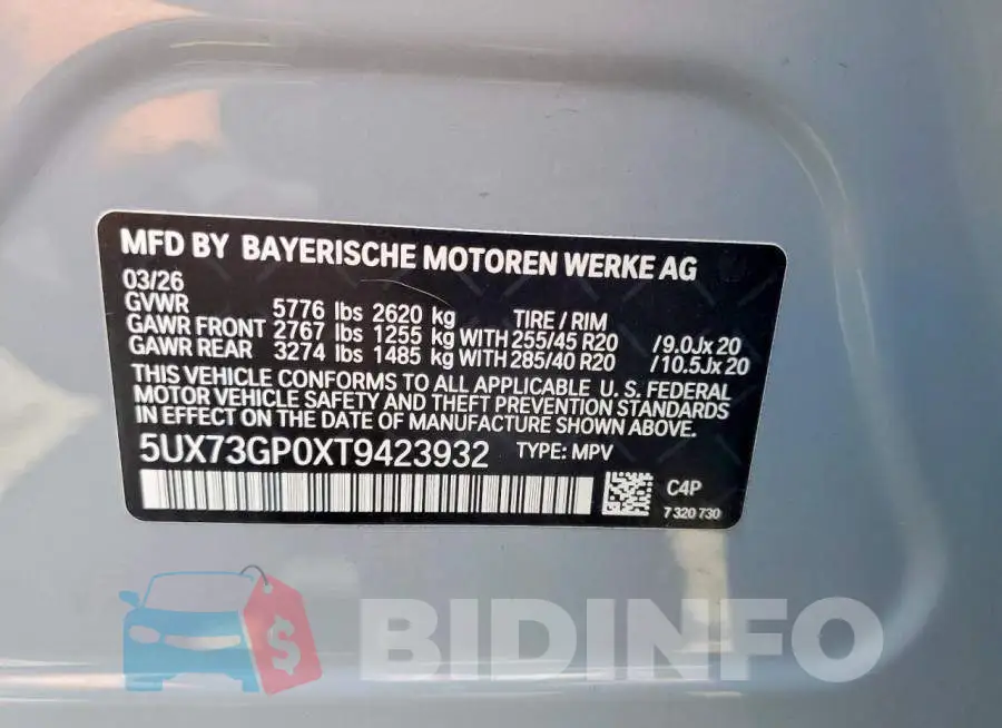 5UX73GP0XT9423932 Photo# 13