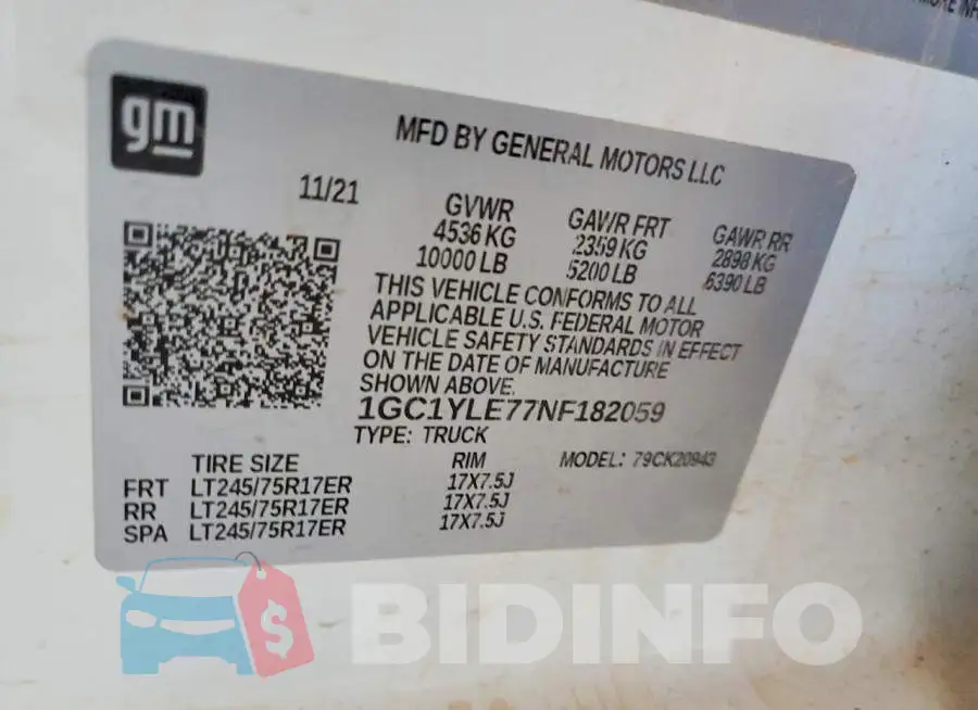 1GC1YLE77NF182059 Photo# 13