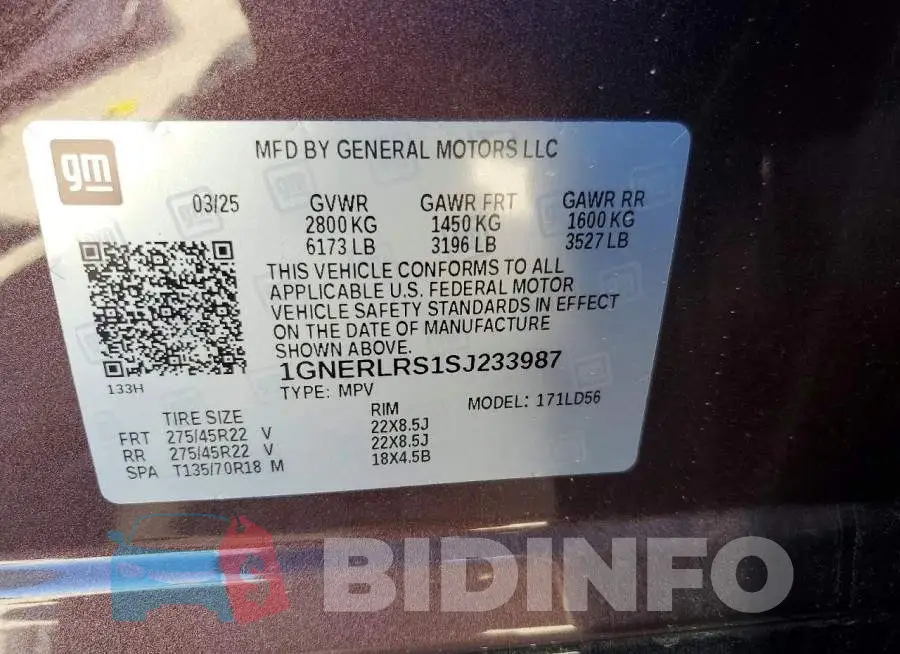 1GNERLRS1SJ233987 Photo# 13
