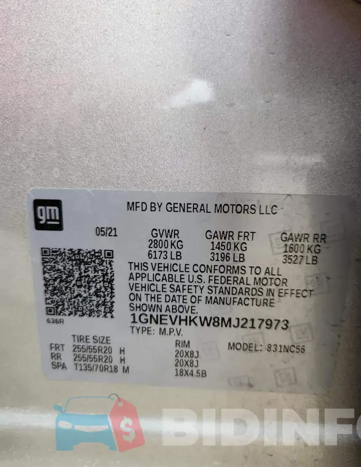 1GNEVHKW8MJ217973 Photo# 12