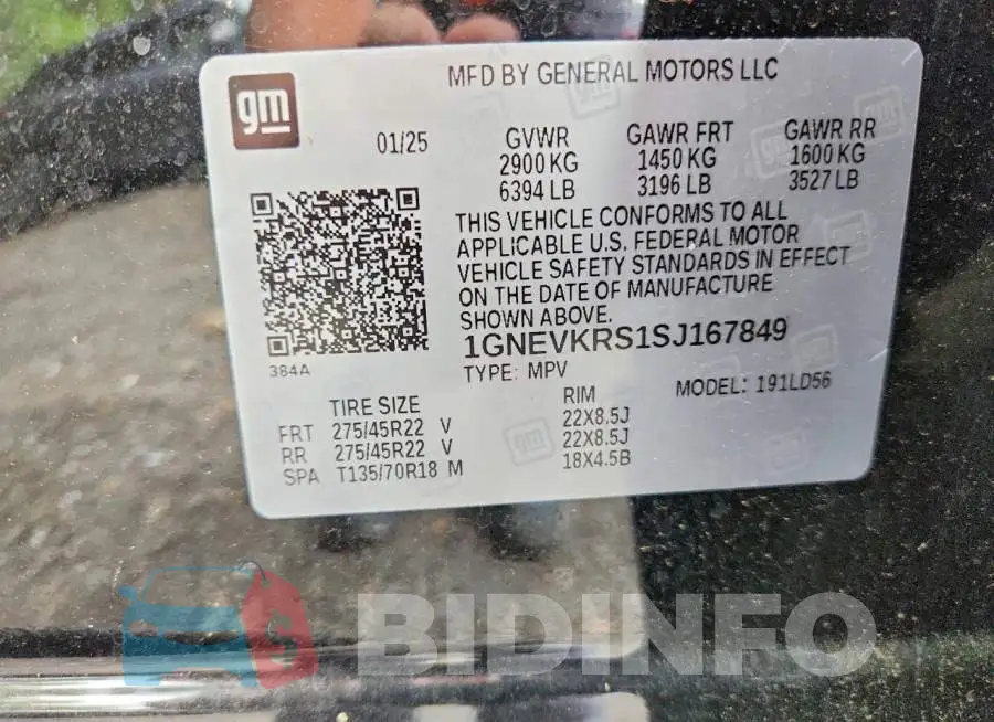 1GNEVKRS1SJ167849 Photo# 13