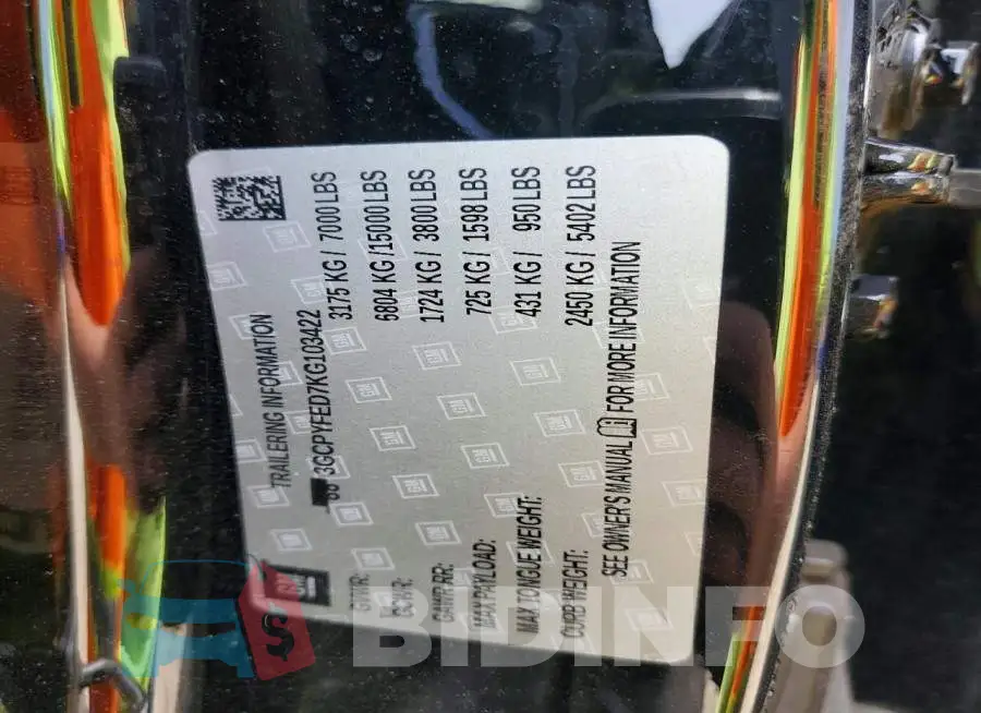 3GCPYFED7KG103422 Photo# 12