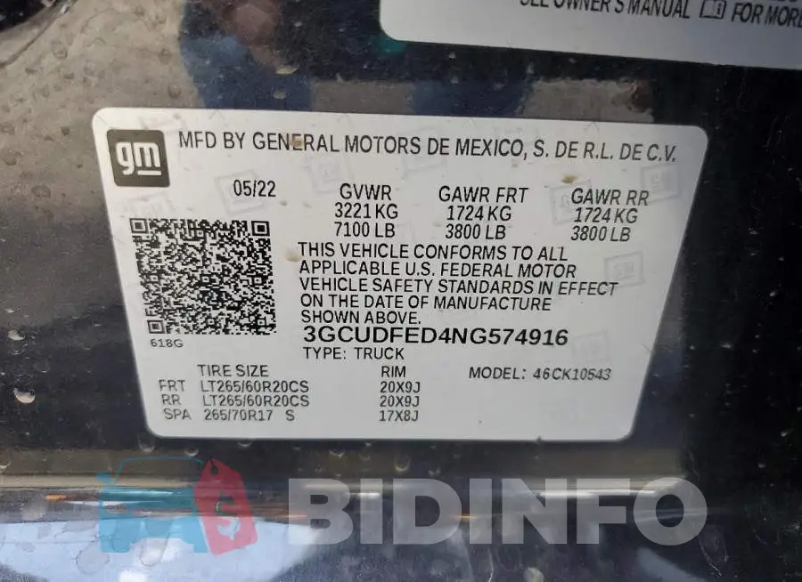 3GCUDFED4NG574916 Photo# 12
