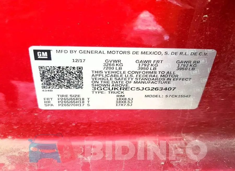 3GCUKREC5JG263407 Photo# 12