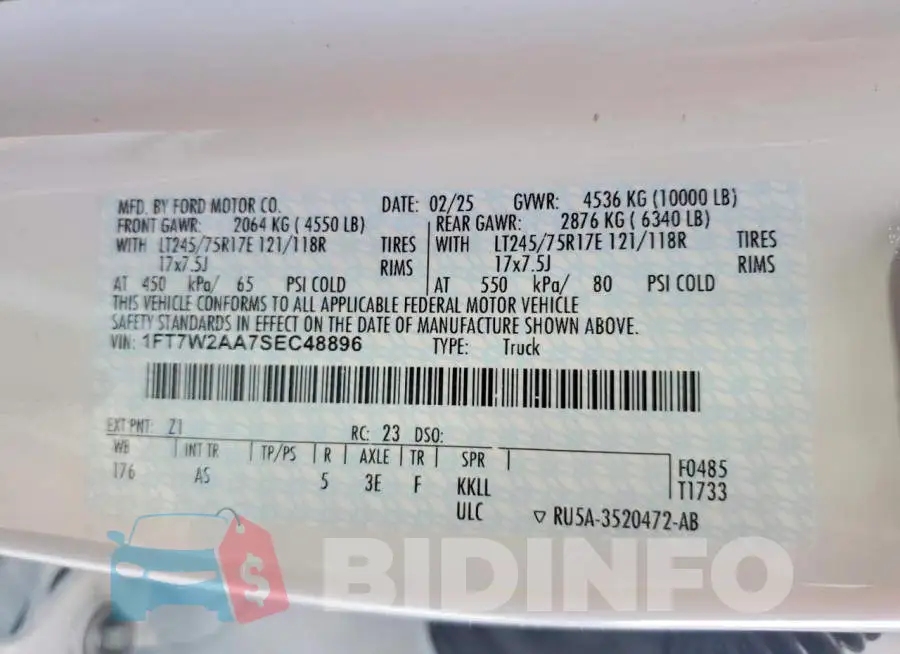 1FT7W2AA7SEC48896 Photo# 12