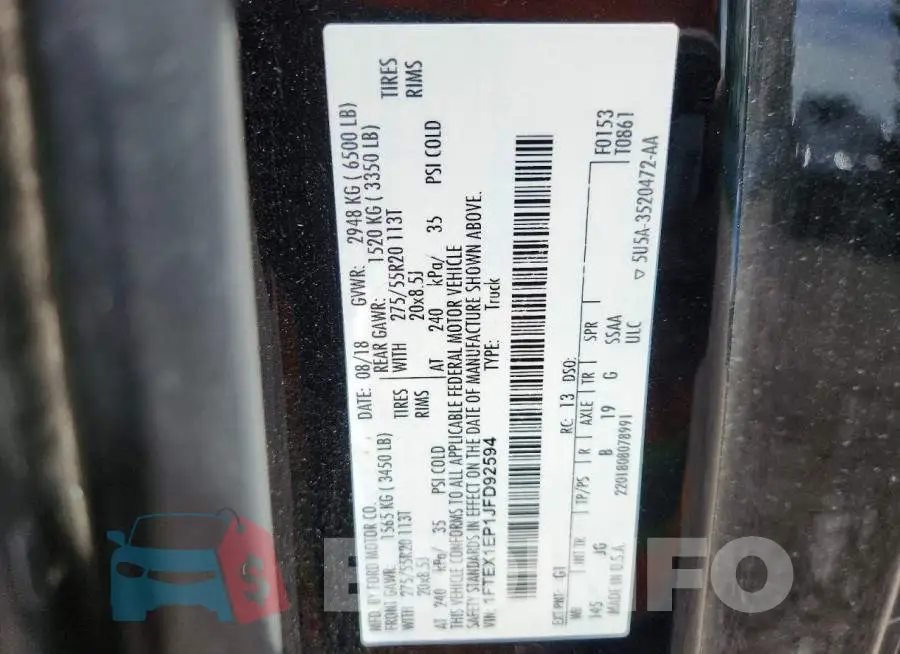 1FTEX1EP1JFD92594 Photo# 12