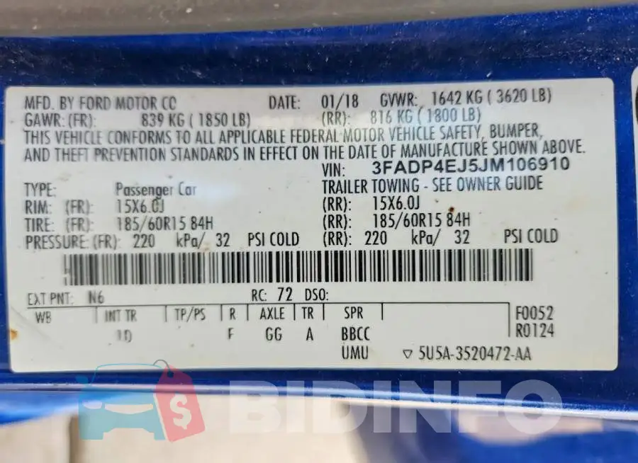 3FADP4EJ5JM106910 Photo# 12