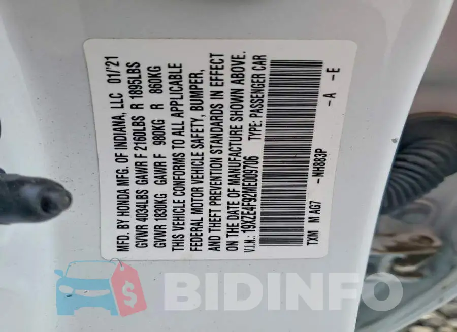 19XZE4F92ME009706 Photo# 13