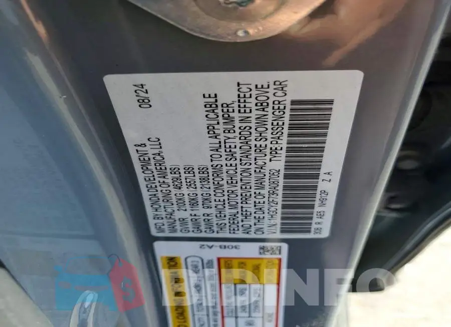 1HGCY2F73RA087052 Photo# 12