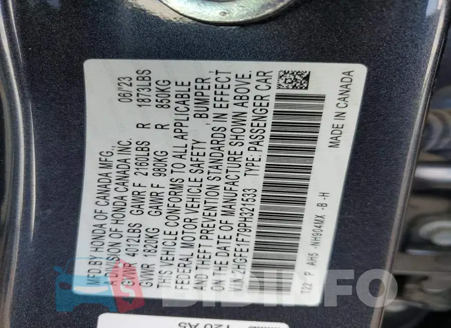 2HGFE1F79PH321533 Photo# 12