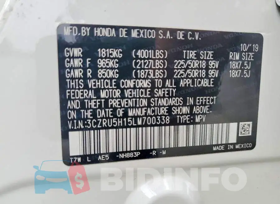 3CZRU5H15LM700338 Photo# 14