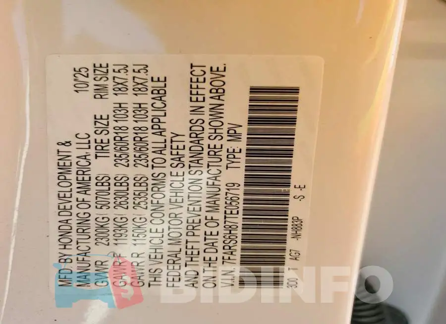 7FARS6H87TE056719 Photo# 12