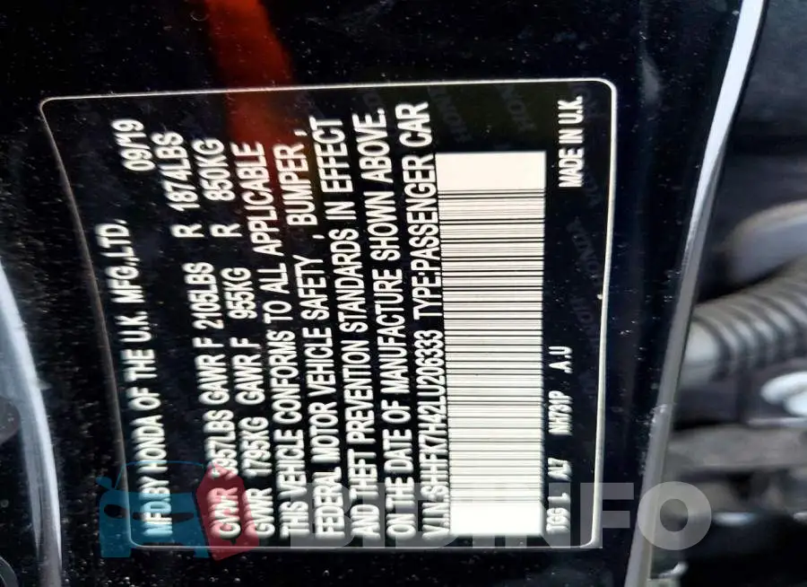 SHHFK7H42LU206333 Photo# 12