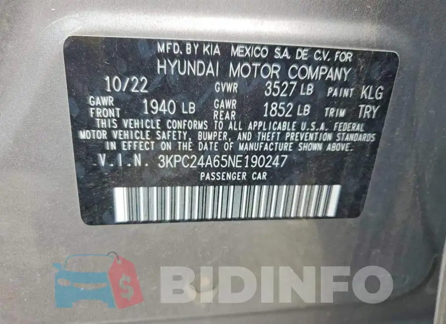 3KPC24A65NE190247 Photo# 12