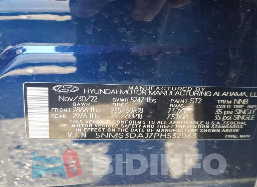 5NMS3DAJ7PH532063 Photo# 12