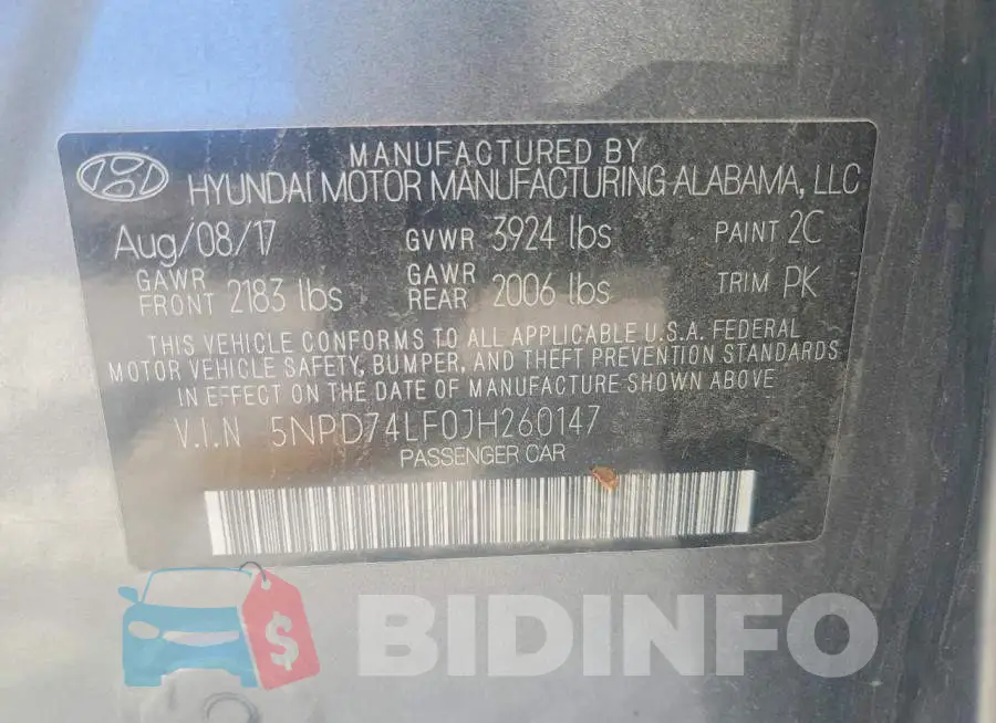 5NPD74LF0JH260147 Photo# 12