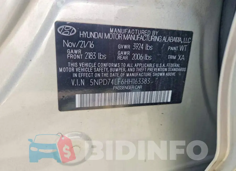 5NPD74LF6HH163383 Photo# 12