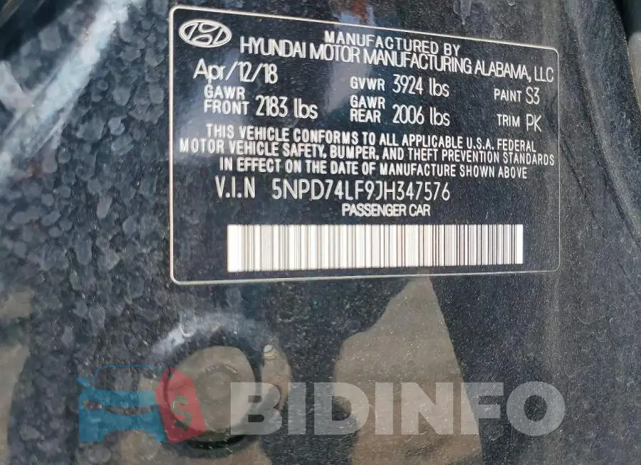 5NPD74LF9JH347576 Photo# 12