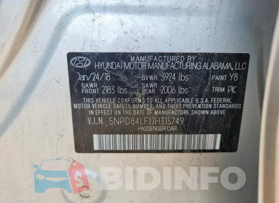 5NPD84LF1JH315749 Photo# 13